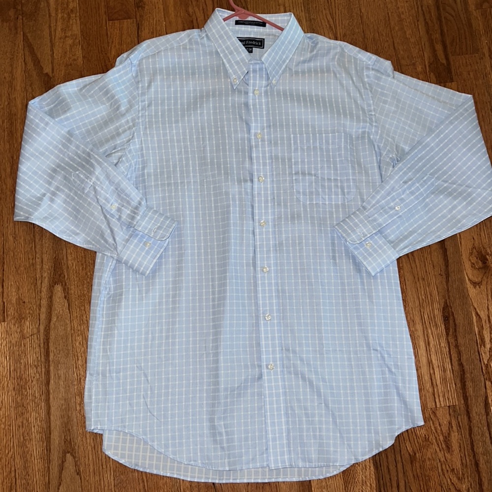 Like New Paul Fredrick Finest Long Staple Cotton Blue Dress Shirt Size 17-34